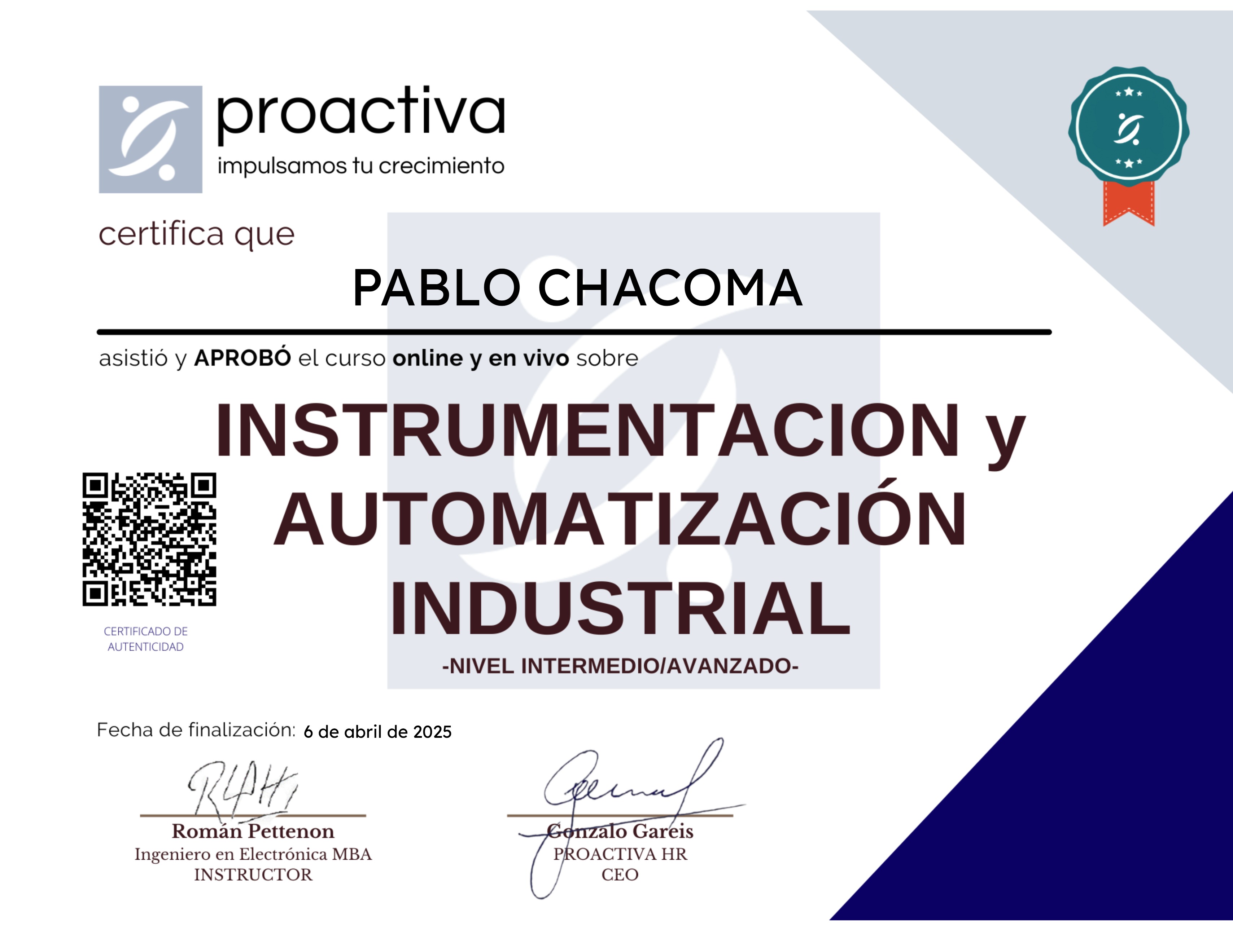 Instrumentación y Automatización Industrial (0125)