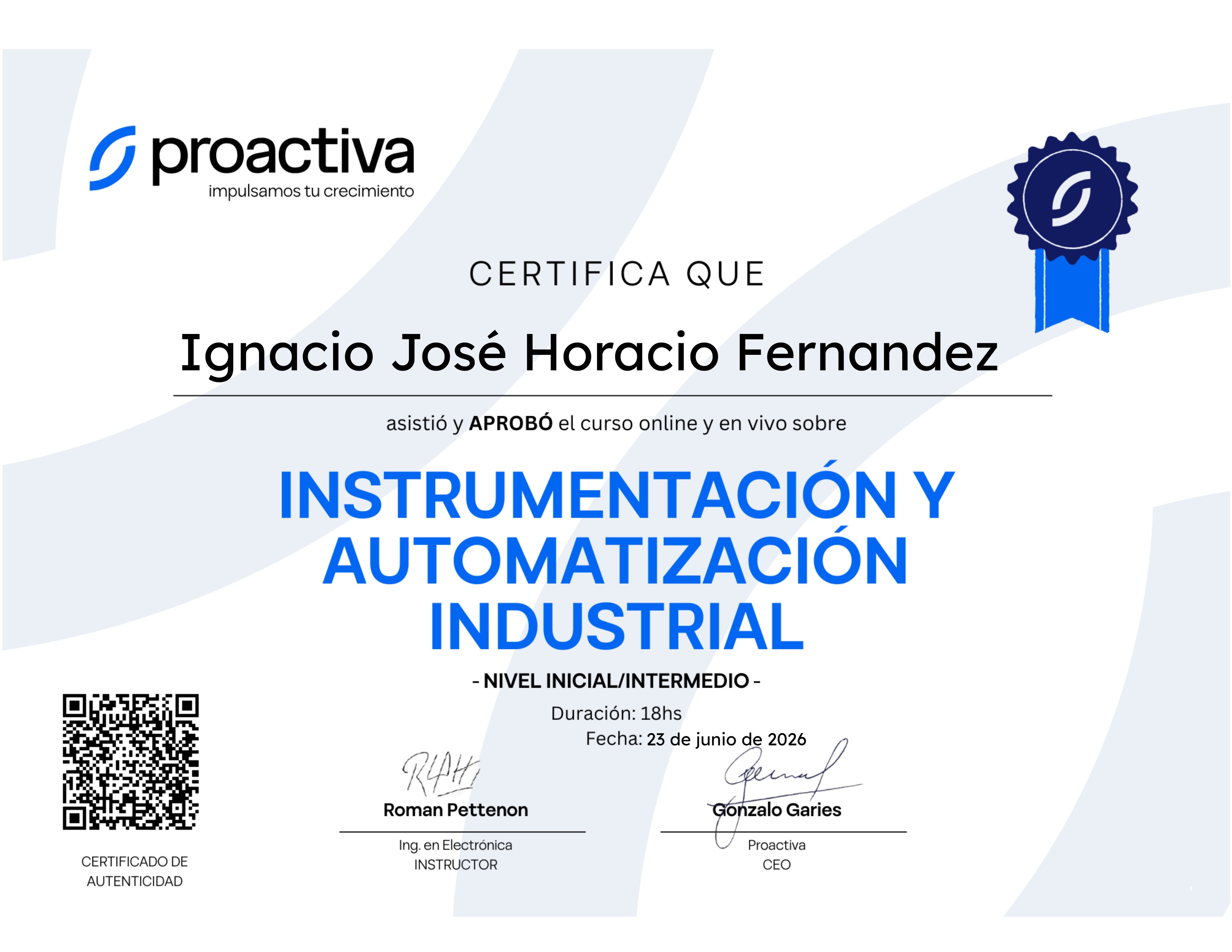 Instrumentación y Automatización Industrial - Inicial/Intermedio (0426)