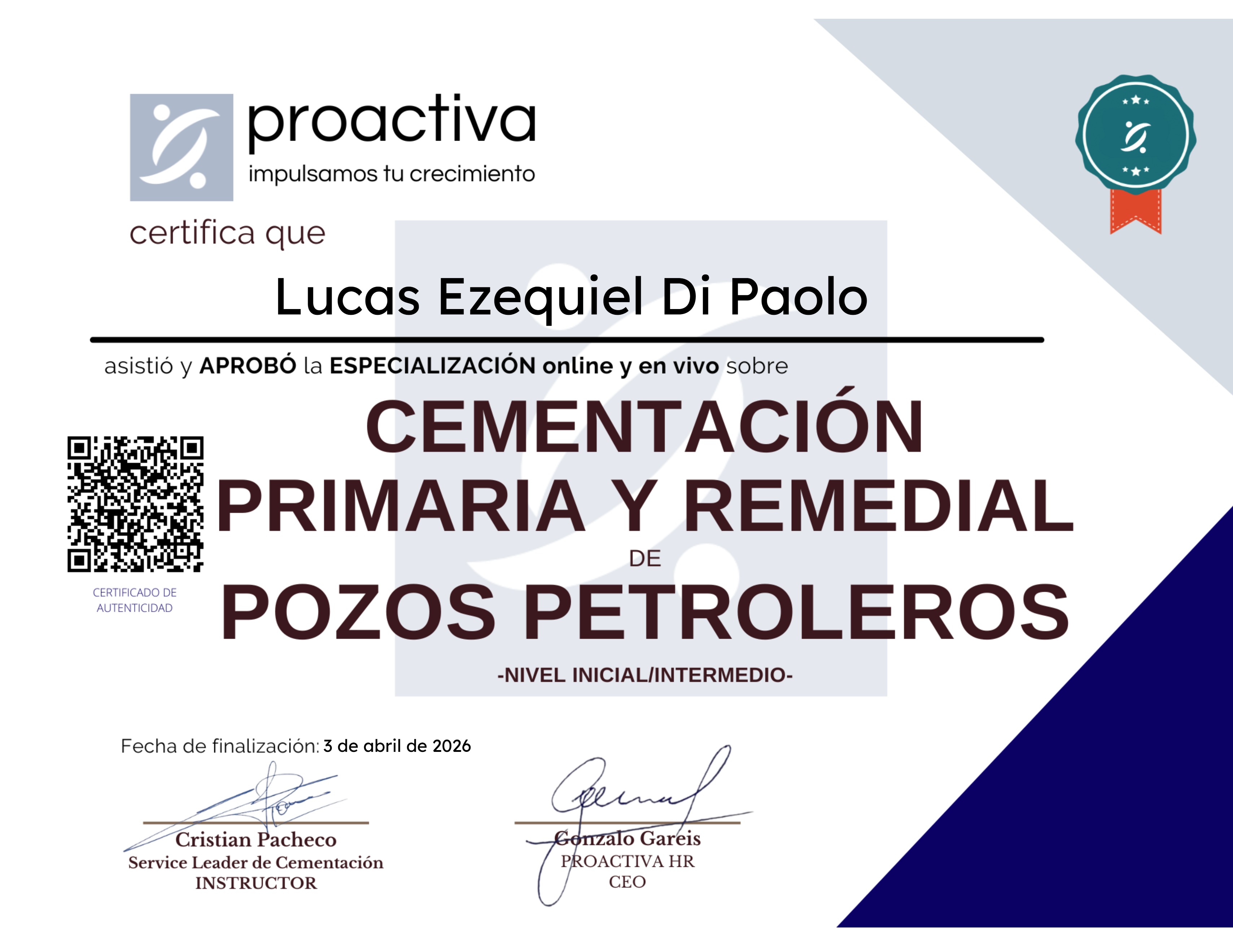 Cementación Primaria y Remedial de Pozos Petroleros