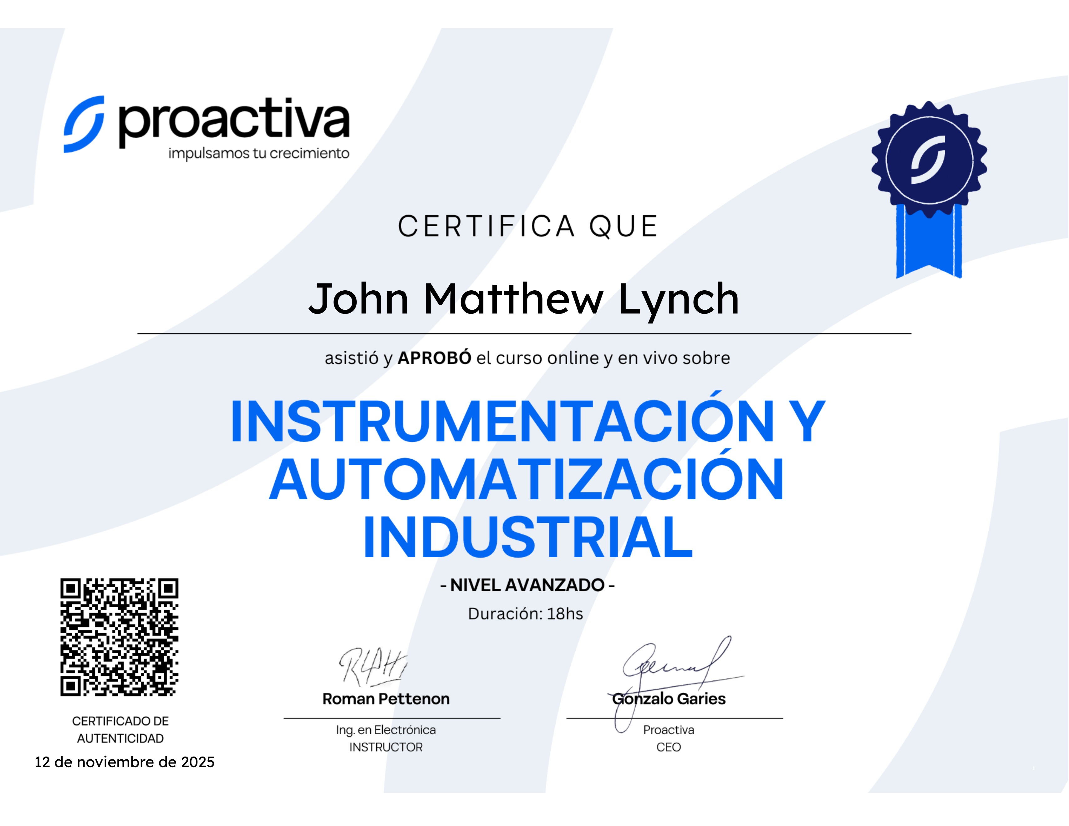 Instrumentación y Automatización Industrial - Avanzado (0925)