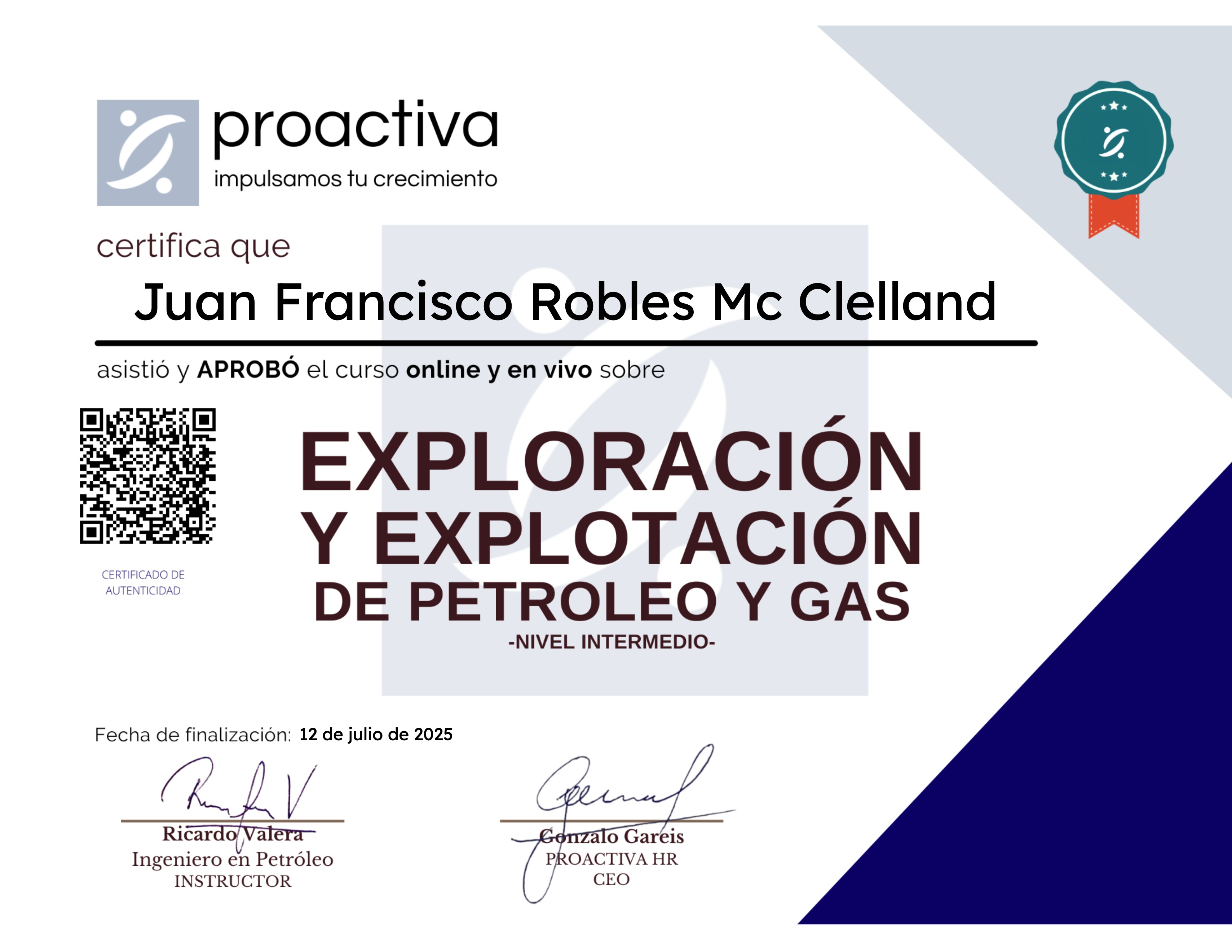 Exploración y Explotación de Petroleo y Gas (0325)